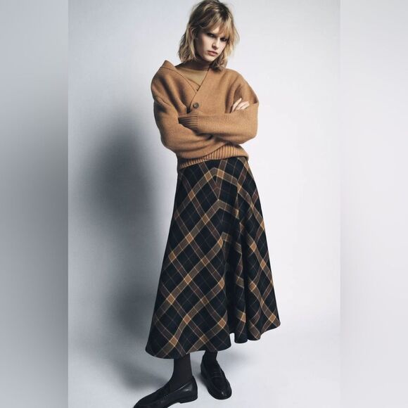 Zara Dresses & Skirts - ZARA CHECK CAPE SKIRT ZW COLLECTION LIMITED EDITION